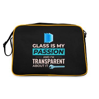 Verglaser Fenster Glasbeschlag Monteur Glasarbeiten - Retro Tasche - Schwarz/Gold - Hinten