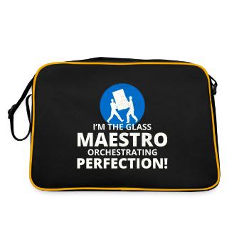 Verglaser Fenster Glasbeschlag Monteur Glasarbeiten - Retro Tasche - Schwarz/Gold - Hinten