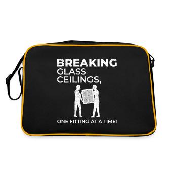 Verglaser Fenster Glasbeschlag Monteur Glasarbeiten - Retro Tasche - Schwarz/Gold - Hinten