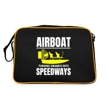 Airboat Fanboat Airboating Planeboat Sumpfboot - Retro Tasche - Schwarz/Gold - Hinten
