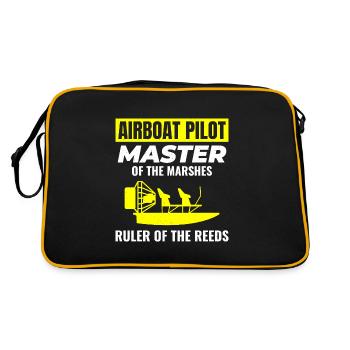 Airboat Fanboat Airboating Planeboat Sumpfboot - Retro Tasche - Schwarz/Gold - Hinten