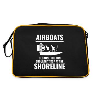 Airboat Fanboat Airboating Planeboat Sumpfboot - Retro Tasche - Schwarz/Gold - Hinten