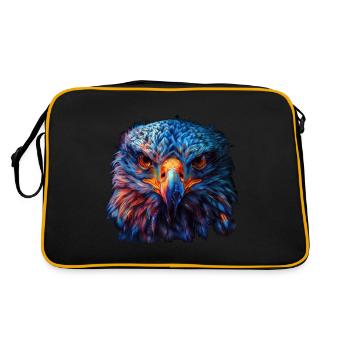 Red and Blue Eagle Fierce and Vivid Animal Art - Retro Bag - black/gold - Back