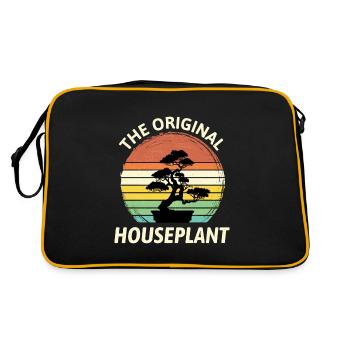 Japanischer Bonsai Gärtner Baum Sammler Gartenarbeit - Retro Tasche - Schwarz/Gold - Hinten