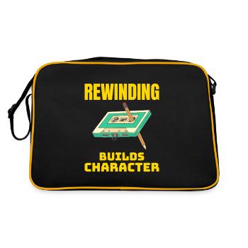 Cassette Tape Rewinding 80s Nostalgia Retro 1980s - Retro Bag - black/gold - Back