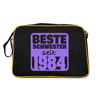 Schwester 1984 - Retro Tasche - Schwarz/Gold - Hinten