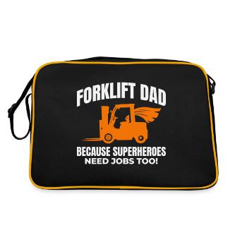 Forklift Dad Heavy Equipment Driver Funny - Retro Bag - black/gold - Back