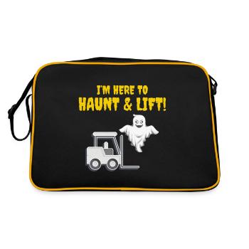 Halloween Ghost Forklift Operator Heavy Equipment - Retro Bag - black/gold - Back