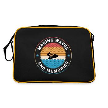 Retro Jet Skiing Adventure Ocean Waves Sunset - Retro Bag - black/gold - Back