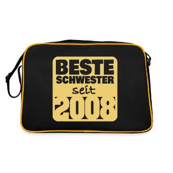Schwester 2008 - Retro Tasche - Schwarz/Gold - Hinten