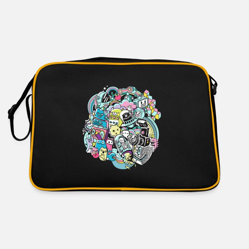 Graffiti Stadt - Retro Tasche - Schwarz/Gold