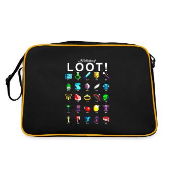 8bit Pixel Sammlung von Beute Gamer Nerd - Retro Tasche - Schwarz/Gold - Hinten