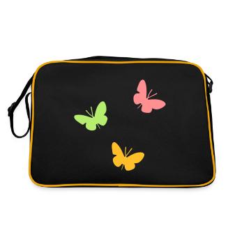 ★ Designfarben änderbar ★ Drei Schmetterlinge - Retro Tasche - Schwarz/Gold - Hinten