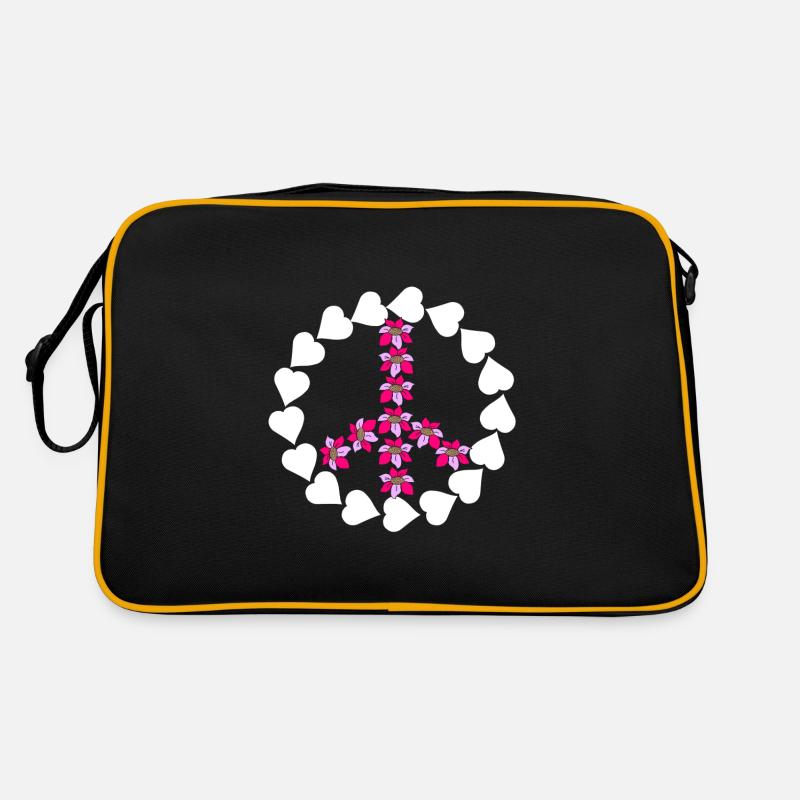 Peace mit Blumen Retro Tasche
