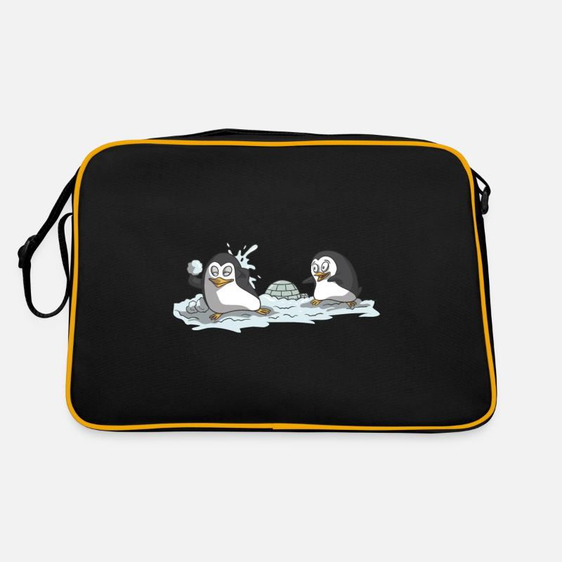 Schneeballschlacht Schnee Schneeball Geschenk Idee - Retro Tasche - Schwarz/Gold