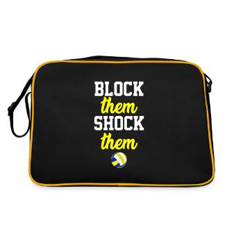 Volleyball Block Spruch - Retro Tasche - Schwarz/Gold - Hinten