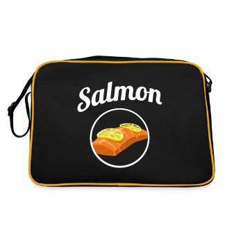 Salmon Lachs Fisch Geschenkidee Geschenk - Retro Tasche - Schwarz/Gold - Hinten