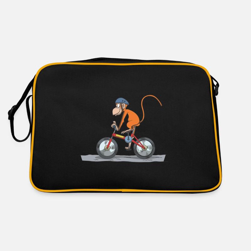 Fahrrad Radfahrer Äffchen mit Helm Geschenk Idee Retro Tasche