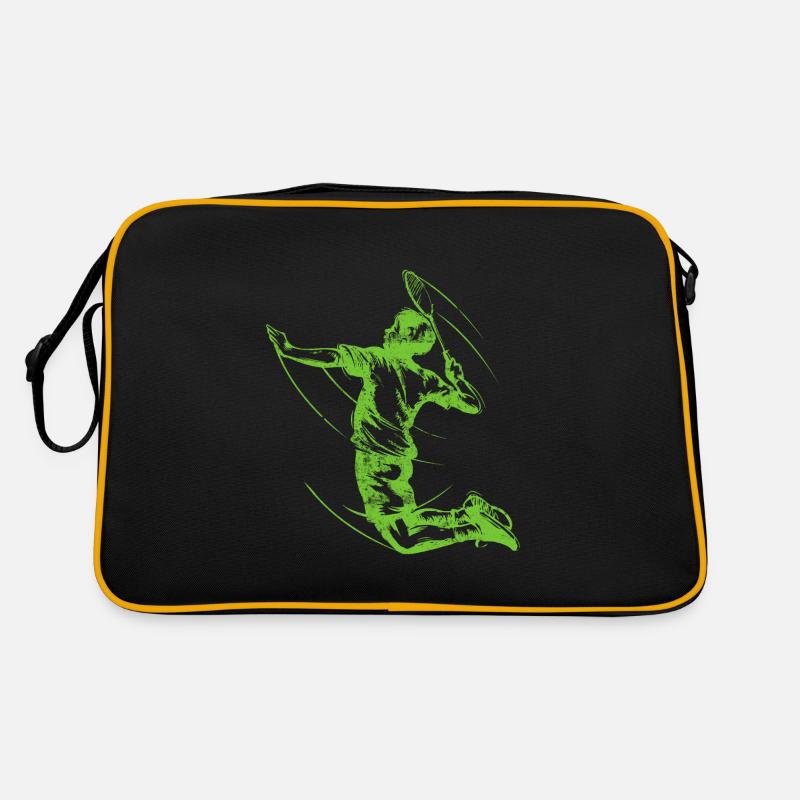 Badminton Spieler - Retro Tasche - Schwarz/Gold