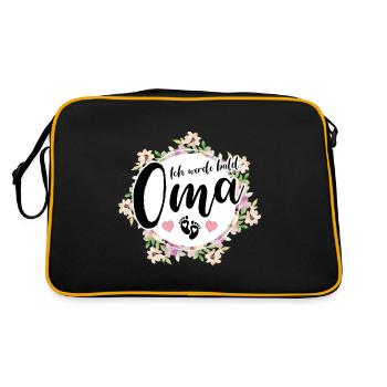 Ich werde bald Oma - Retro Tasche - Schwarz/Gold - Hinten