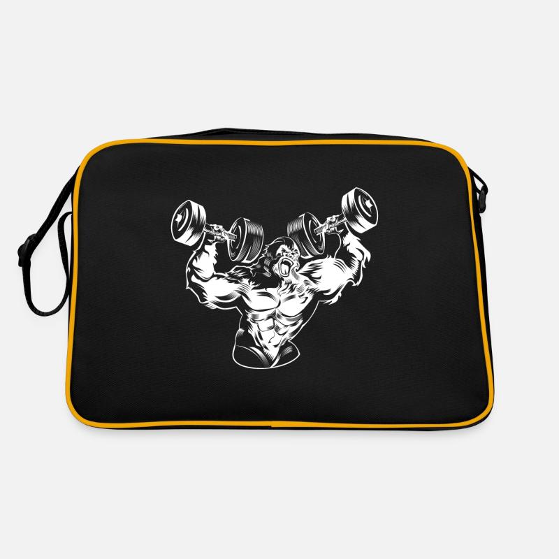 Gorilla workout beast gym - Retro Tasche - Schwarz/Gold