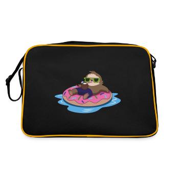 Faultier chillen sommer - Retro Tasche - Schwarz/Gold - Hinten