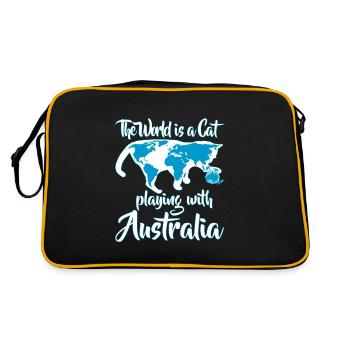 Lustiges Katze spielt mit Australien Welt Geschenk - Retro Tasche - Schwarz/Gold - Hinten