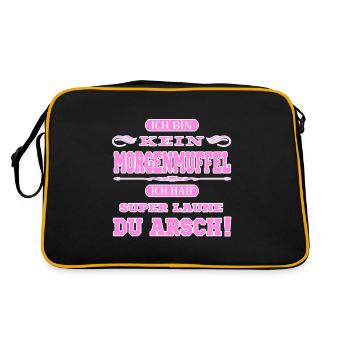Ich bin kein Morgenmuffel du Arsch - Retro Tasche - Schwarz/Gold - Hinten