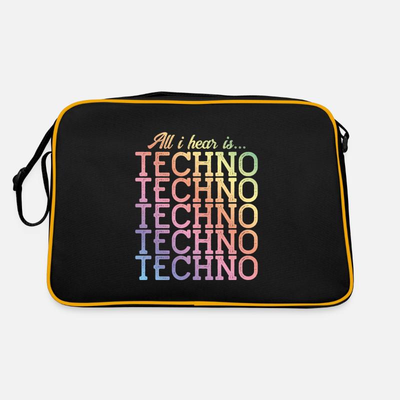 techno hear music bunt Retro Tasche