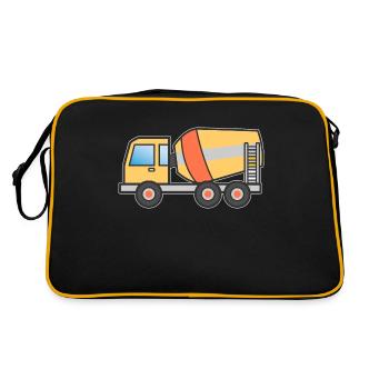Betonmischer Kipplaster Geschenk Kinder Motiv - Retro Tasche - Schwarz/Gold - Hinten