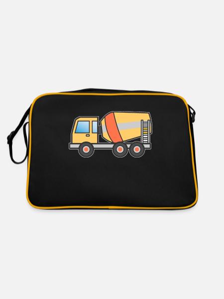 Concrete mixer dump truck gift children motive - Retro Bag - black/gold - Back