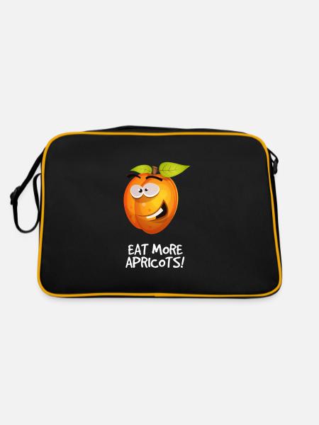 Aprikose lustiger Spruch Früchte Mann Frau Kind - Retro Tasche - Schwarz/Gold - Hinten