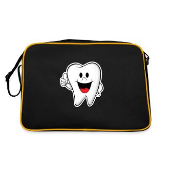 Tooth dentist teeth - Retro Bag - black/gold - Back