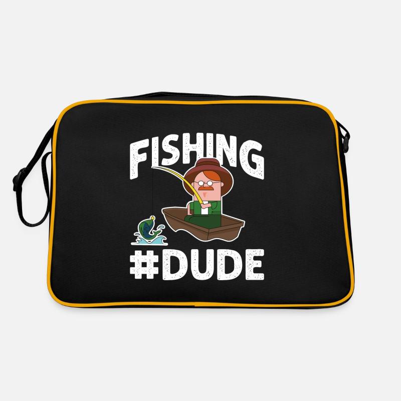 Fischen angeln boot comic spruch Retro Tasche