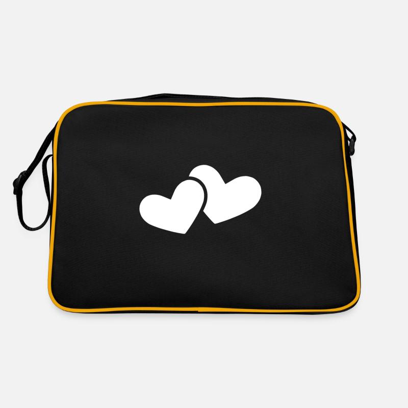 Doppeltes Herz weiß Retro Tasche