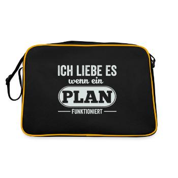 Ich liebe es wenn ein Plan funktioniert - Retro Tasche - Schwarz/Gold - Hinten