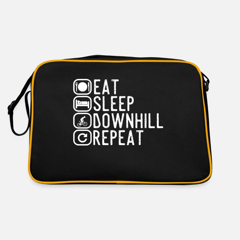 Sleep Eat Downhill Repeat - Retro Tasche - Schwarz/Gold