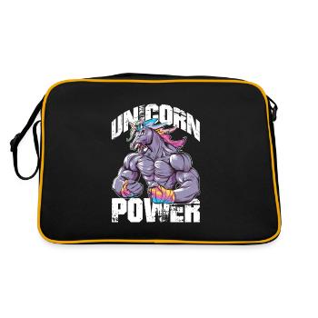 Einhorn Power Fitness - Retro Tasche - Schwarz/Gold - Hinten