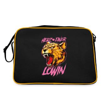 Herz einer Löwin - Retro Tasche - Schwarz/Gold - Hinten