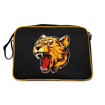 Löwin Kopf Tier - Retro Tasche - Schwarz/Gold - Hinten