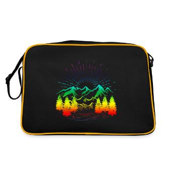 Berge Symbol Mountains Bunt - Retro Tasche - Schwarz/Gold - Hinten
