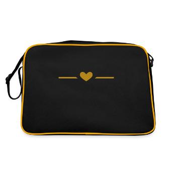 Line heart ornament symbol gold - Retro Bag - black/gold - Back