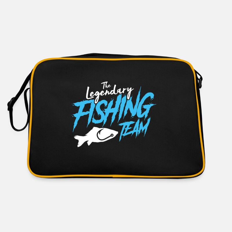 Logo de poisson équipe pêcheur pêche - Sac Retro - noir/or
