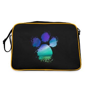 Polarlichter Hundepfote Farbfleck Splash - Retro Tasche - Schwarz/Gold - Hinten