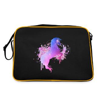 Rosa Pferd Farbfleck - Retro Tasche - Schwarz/Gold - Hinten