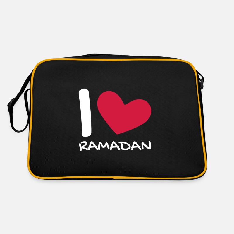 Ich liebe Ramadan Geschenk Herz - Retro Tasche - Schwarz/Gold
