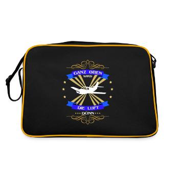Propellerflugzeug ganz oben wird die Luft dünn - Retro Tasche - Schwarz/Gold - Hinten