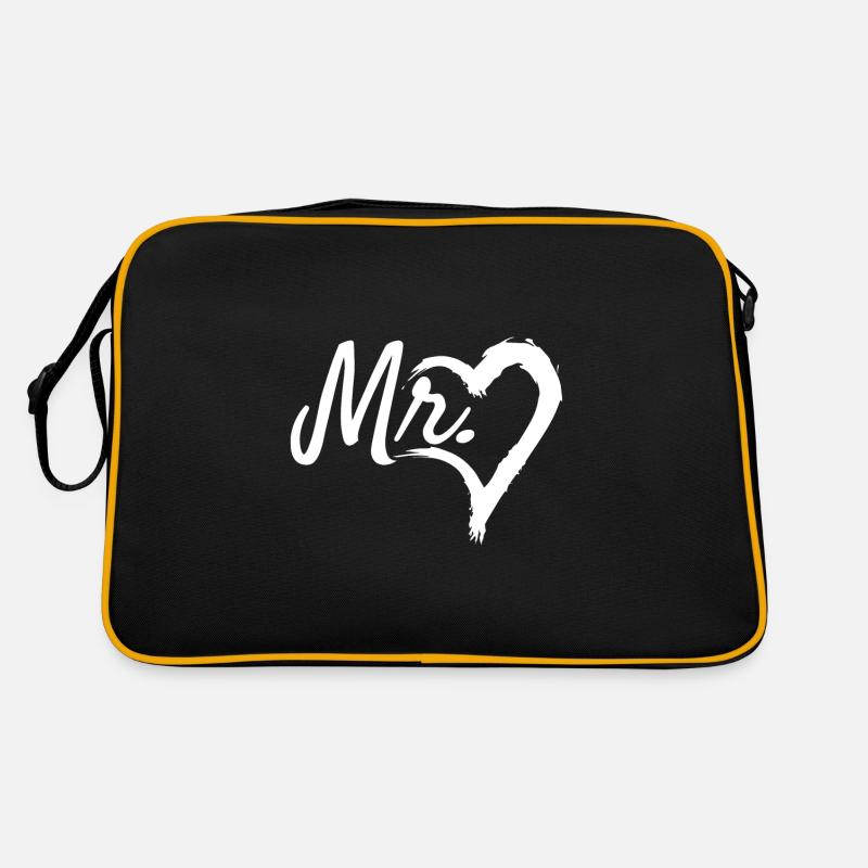 Mr Herz Symbol - Retro Tasche - Schwarz/Gold