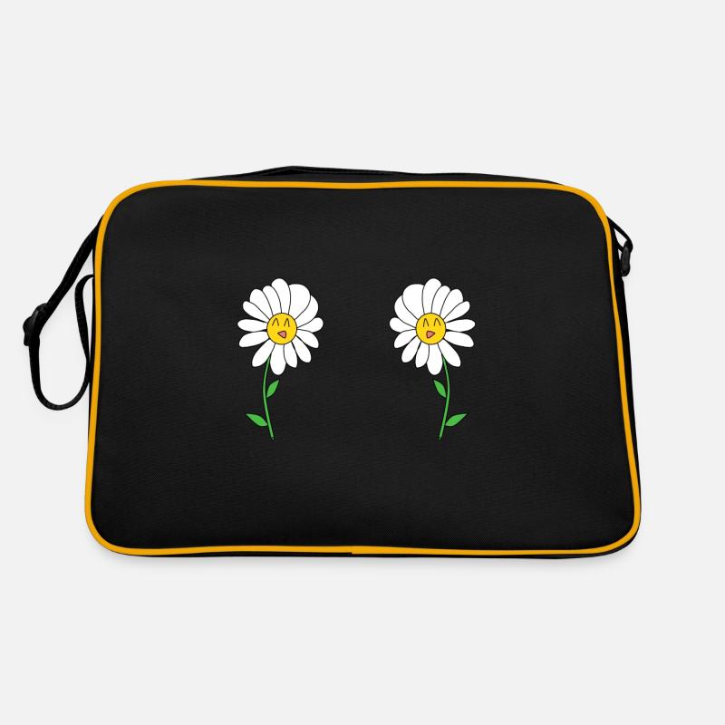 Gänseblümchen - Retro Tasche - Schwarz/Gold