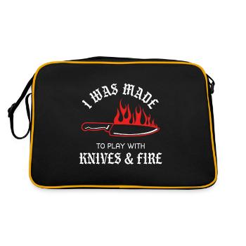Ich Bin Gemacht Um Mit Messern & Feuer Zu Spielen - Retro Tasche - Schwarz/Gold - Hinten